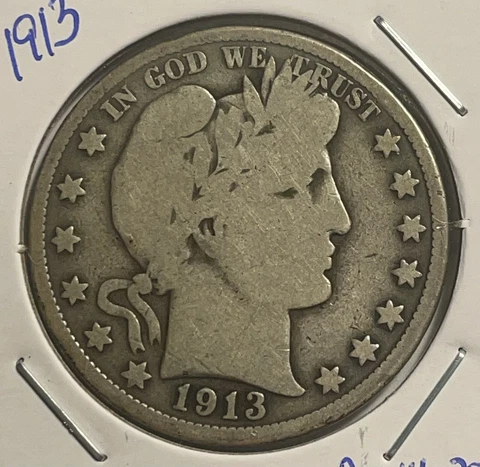 1913-P  Barber Half Dollar - FREE SHIPPING - P14-20 Cover