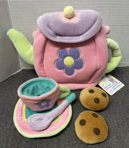 Russ Baby Plush Pink Soft Teapot First Tea Set Rattle Plate,Cup,Spoon,Cookies B2 - Picture 1 of 9