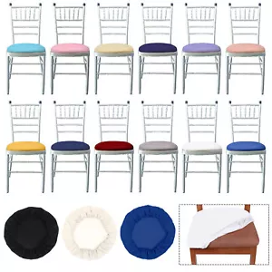 Dining Chair Seat Covers Stretch Chiavari Chair Cushion Slipcovers Protector - Picture 1 of 61