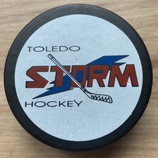 TOLEDO STORM ⚡️ECHL HOCKEY PUCK BLUE ECHL LOGO REVERSE