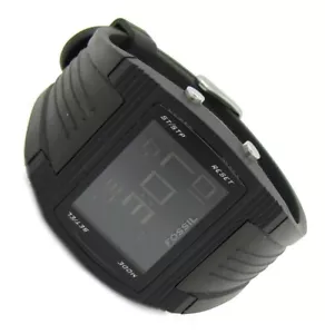 Fossil Herren Damen Armbanduhr Alarm schwarz Kalender DQ-1185 10ATM Bat neu S123 - Picture 1 of 2
