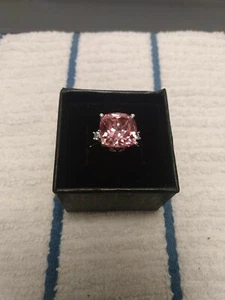 Size 8 Sterling Ring Made With 12x12 mm Fancy Pink Zirconia From Swarovski (176) - Picture 1 of 5