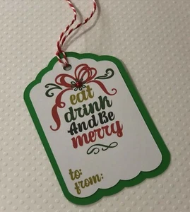 Handmade Christmas Tags- Eat Drink Be Merry- set of (8) - Picture 1 of 3