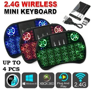2.4GHz Mini Wireless Remote Keyboard Mouse Touch Pad + USB Receiver For Smart TV - Picture 1 of 11