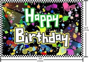 Fondo de feliz cumpleaños de 7x5 pies graffiti colorido salpicaduras fondo de fotografía - Imagen 1 de 1