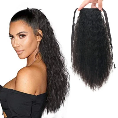 Drawstring Clip in ponytail Afro Kinky Curly  100% human hair extension  - Image 1 of 4