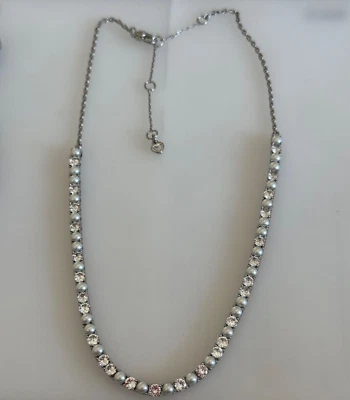 Collar Tenis Kate Space Estrás Imitación Perla Look Tono Plateado Foto 1 de 4