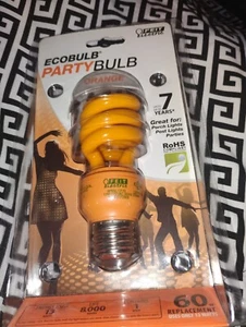 Ecobulb Orange Energy Saving FEIT CFL Party Bulb 13W=60W 7 Year 8000 Hr, Life - Picture 1 of 1