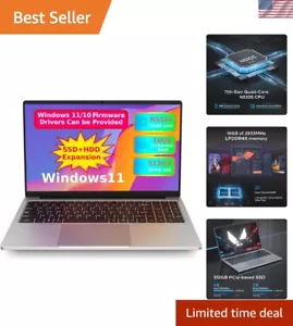 .Lightweight 15.6” Windows 11 Laptop - Quad Core Celeron, Dual Channel RAM - Picture 1 of 11