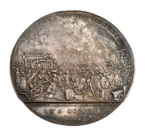 Antike alte Original Franch 1789 "Arrivee Du Roi Paris" Uniface Plakette Medaille - Bild 1 von 2