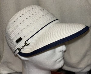 Sun N Sand para mujer sombrero de sol ala ancha visera golf playa gorra paja blanco azul - Imagen 1 de 6