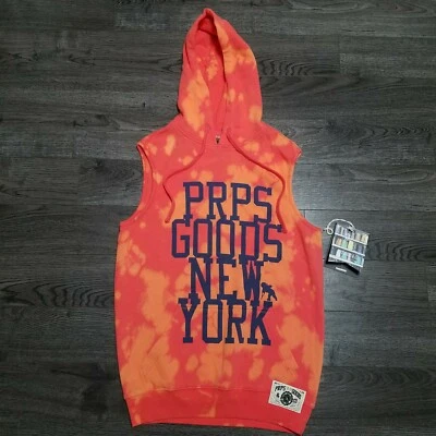PRPS New York Chaleco con Capucha Para Hombres GRANDE Coral Blanqueado Polar Sudadera con Capucha Foto 1 de 4