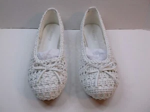 Masseys Womens Dawn Slip On Woven Bow Ballet Flats Shoes White Size 10M - Picture 1 of 7