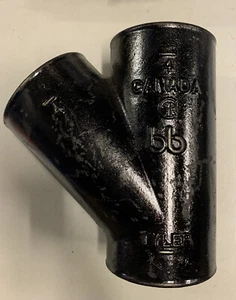 Tyler 4” x 4” Black Cast Iron No Hub Wye Pipe Fitting, 008262 - Picture 1 of 4