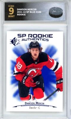 2021-22 Upper Deck SP Blue #106 Dawson Mercer Rookie RC - Graded HCWG 9 - Image 1 of 3