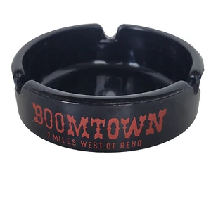 Vintage Ashtray BOOMTOWN Casino Hotel 7 Miles West of Reno Nevada Round Black - Picture 1 of 15