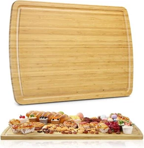 30"x20" Cutting Board Bamboo Chopping Board with Deep Groove Serving Platter - Picture 1 of 8