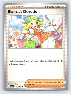Bianca’s Devotion 142/162 Trainer Supporter - SV05 Temporal Forces Pokémon Card - Image 1 of 2