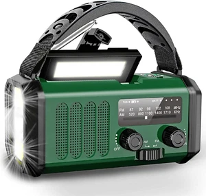Radio Receptor AM/FM Solar Portátil Alarma SOS Con Manivela Brújula 10000mAh - Imagen 1 de 13