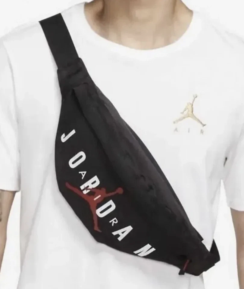 Nike Air Jordan Fanny Pack Hip Waist Belt BLACK RED Bag Crossbody
