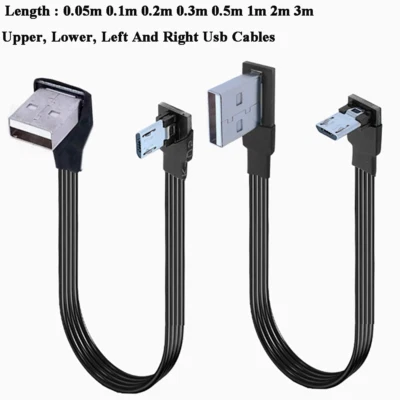 Flat Micro USB Cable, 0.05m - 3m High Speed Data Sync Fast Charger Charging Lead - Image 1 of 4