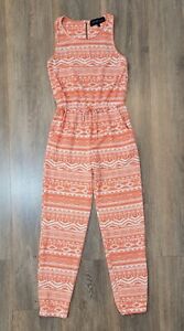 Weavers Girl Size 12 Orange & White Sleeveless Jumpsuit