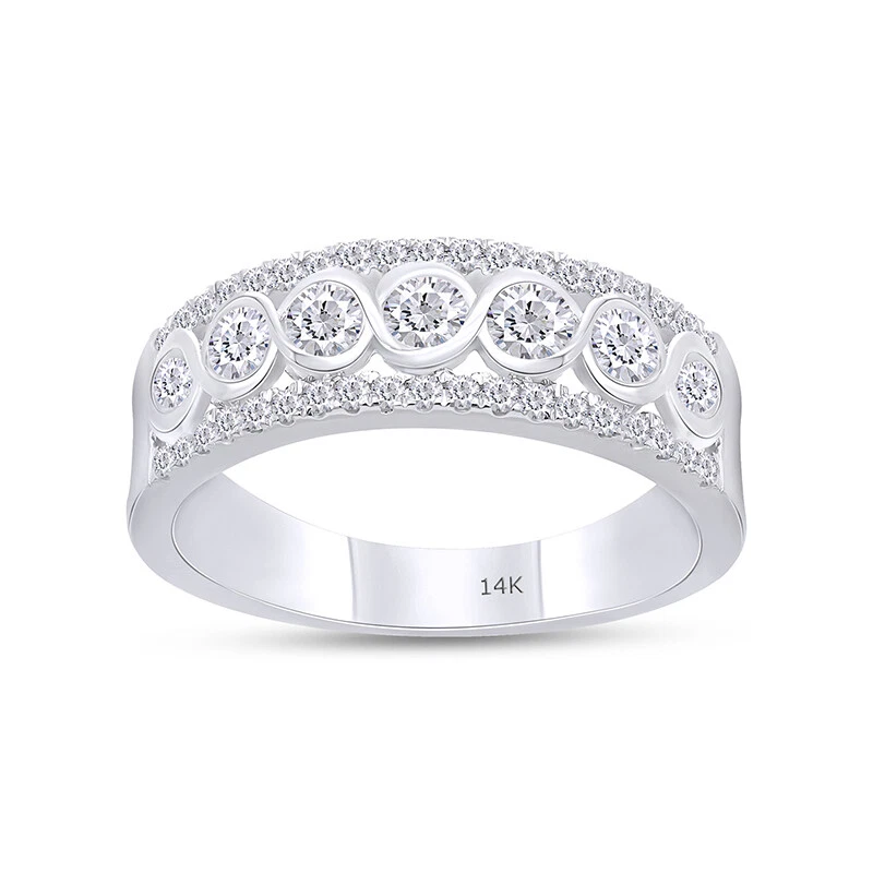 7/9 Ct Round Cut Diamond Engagement Wedding Band Ring 14k Solid Gold Lab Grown - Image 1 of 1