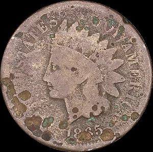 1865 1C Indian Head Cent Uncertified Circulated BN - Picture 1 of 2