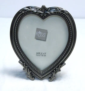 RUSS Berrie Metal Heart Picture Frame Granny Charm Romantic Pewter Look  - Picture 1 of 4