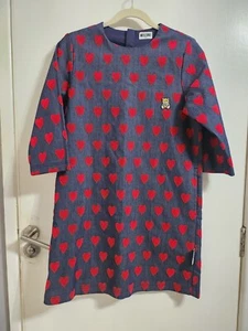 Moschino Girls Teen Blue Red Heart Dress Age 14 - Picture 1 of 8