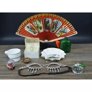 Wounded Trinket Lot #2 Fan Costume Glass Porcelain Bottle Decor Other - Picture 1 of 14