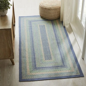 Farmhouse 36"x72" Area Rug Blue Jolie Textured Jute Pad Floor Decor VHC Brands - Picture 1 of 8