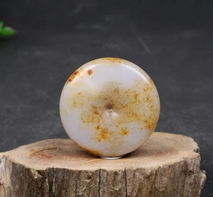 Qing Dynasty Tibetan Himalayan Hetian Jade Amulet Pendant 和田籽料原石雕刻，平安扣，八方来财吊坠66G - Picture 1 of 13