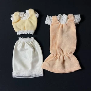 Peach dress drop waist petticoat skirt pale yellow top fit 12" Sindy doll - Picture 1 of 5