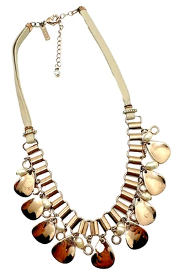 CASA BLANCA MERCADO NEGRO Collar de Perlas Genuinas Estrás Cuero Declaración 19" Foto 1 de 4