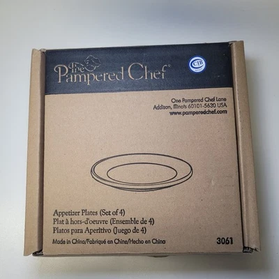 The Pampered Chef 3061 Appetizer Plates Set of 4 White Porcelain Simple Addition - Image 1 of 4