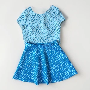 Lilly Pultizer Set Girls Size 14 Skirt Crop Top Blue White Thelma Zanzibar Polka - Picture 1 of 10