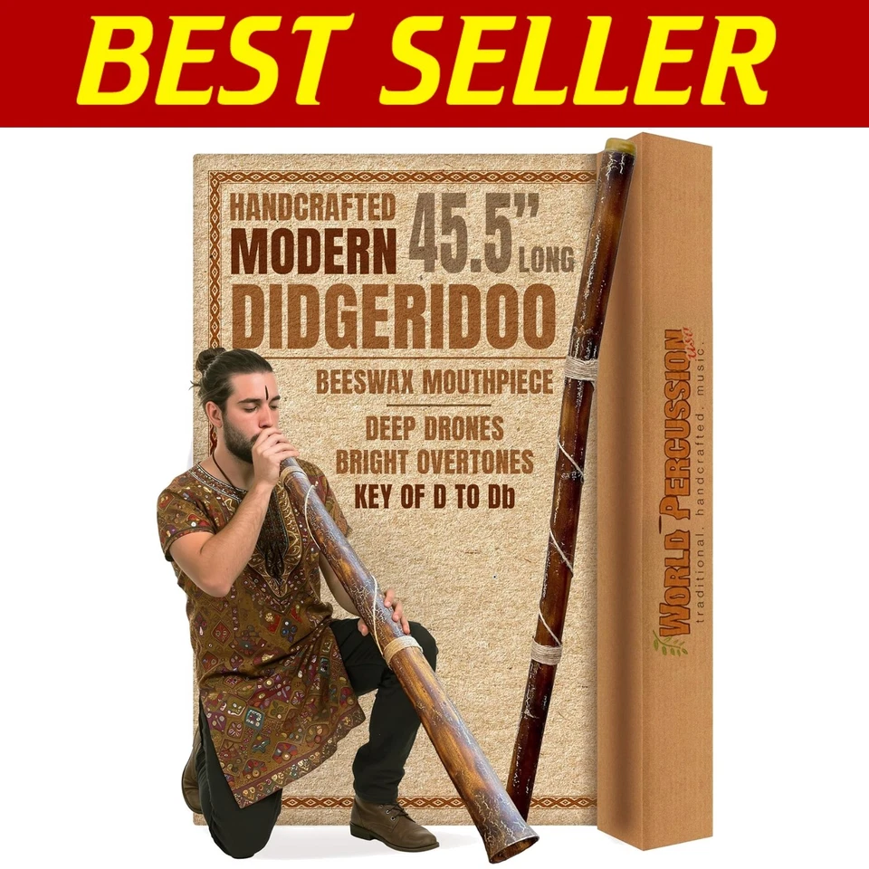 Didgeridoo único grabado al fuego con boquilla de cera de abejas - Perfecto para principiantes Foto 1 de 4