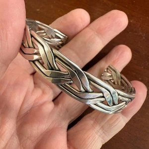 .925 27,5 Gramm Sterling Silber offen geflochten Armreif Armband 11,5 mm breit - Bild 1 von 8