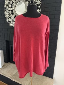 Eskandar 100% Cashmere Raspberry Red Long Sleeve Sweater OSFM - Picture 1 of 6