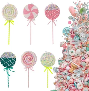 6Pcs 10.2inch Christmas Lollipop Candy Land Ornaments Decoration, Hanging Candy  - Picture 1 of 7