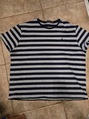 POLO RALPH LAUREN Mens T Shirt Striped Navy Gray  Short Sleeve Size XL - Изображение 1 из 4