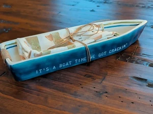 Mud Pie Fishing Boat Cracker Appetizer Dish and Towel Set New - Picture 1 of 10