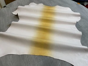 LEATHER skins,hides,,METALLIC GOLD/WHITE,,SY497 - Picture 1 of 19