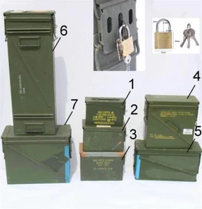 ORIGINAL MUNITIONSKISTE METALL AMMO BOX TRANSPORTKISTE KISTE (ABSCHLIEßBAR) Geb. - Bild 1 von 12