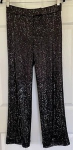 NWT Ann Taylor Loft Petite Sequin Fully Lined Straight Pants Black Size 2 Petite - Picture 1 of 12