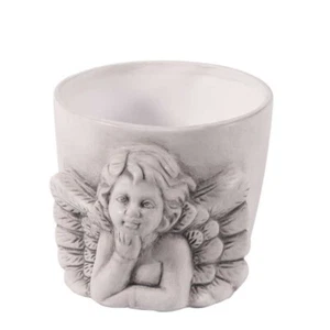 CERAMIC CHERUB POT (6/Box) (GREY WASH) - Picture 1 of 1