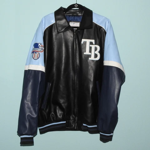 RARE Tampa Bay Rays Faux Leather Jacket XL Official Merchandice Cover