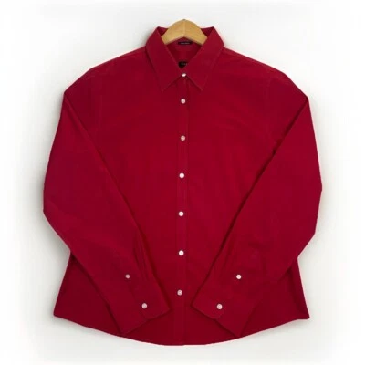Blusa Talbots Abotonada Manga Larga Resistente a las Arrugas Roja Para Mujer’s 14 Vacaciones Foto 1 de 4