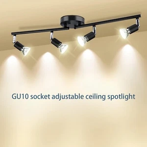 Modern 4-Light Recessed Track Lighting Kit, Ceiling Spotlight Fixture with GU10 - Picture 1 of 17